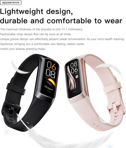 Keep Health Fitness Trackers for Women Men Amoled Step Counter for Android&Ios Alarm Stopwatch Fitness Tracker with Heart Rate Blood Pressure Monitor Calories Burned IP68 Waterproof Step Tracker Watch