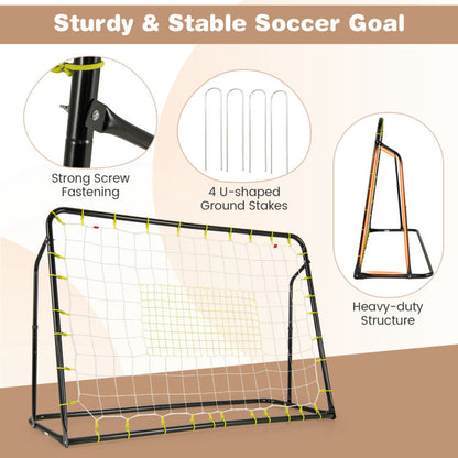 2-In-1 Kids Soccer Rebounder and Soccer Goal with Adjustable Height