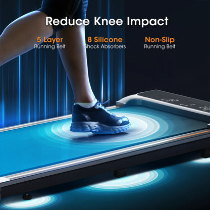 Walking Pad under Desk Treadmill with Remote Control Lightweight 2 in 1 Exercise Treadmill 0.6 to 3.8 Speed Range for Home Office Workout