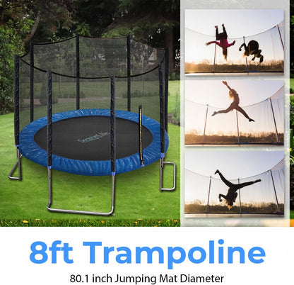 8FT 10FT 12FT 14FT Outdoor Trampoline for Kids and Adults – ASTM Certified Heavy-Duty Backyard Trampoline with Safety Poles, Net Enclosure, and Stable Anti-Rust Frame