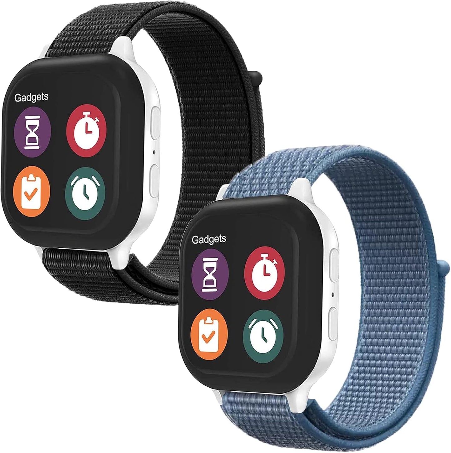 2 Pack Replacement Nylon Bands Compatible with Gizmo Watch 3 2 1/Gabb Watch 3E 3 2 1/Syncup Kids Watch, Hook & Loop Design Easy for Kids to Put on & Off, Breathable & Washable