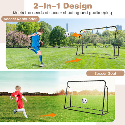 2-In-1 Kids Soccer Rebounder and Soccer Goal with Adjustable Height
